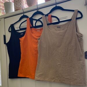 Women's Sleeveless Tops with built in bra - Black, Orange, and Tan